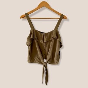 F21 Olive Green Front-Tie Top NWT